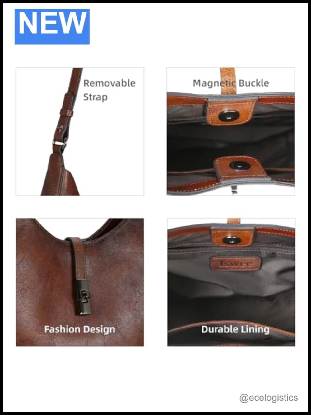 Leather Crescent Crossbody Hobo Bag for Women with Detachable Straps